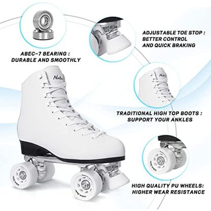 Nattork Roller Skates for Adults - White