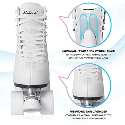 Nattork Roller Skates for Adults - White