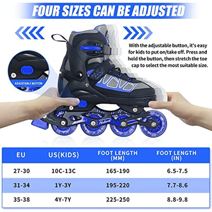 Nattork Adjustable Inline Skates for Kids - Blue