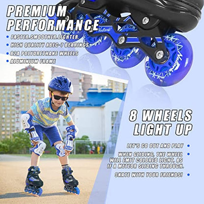 Nattork Adjustable Inline Skates for Kids - Blue