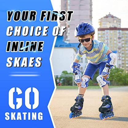 Nattork Adjustable Inline Skates for Kids - Blue
