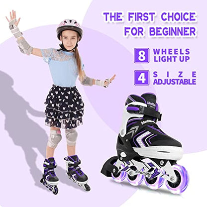 Nattork Adjustable Inline Skates for Kids - Purple