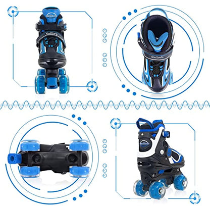 Nattork Adjustable Roller Skates for Kids - Black & Blue