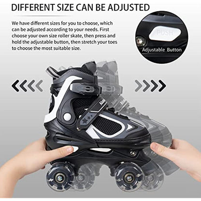 Nattork Adjustable Roller Skates for Kids - Black