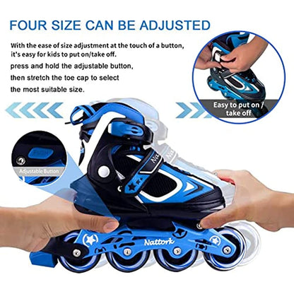 Nattork Adjustable Inline Skates for Kids Blue