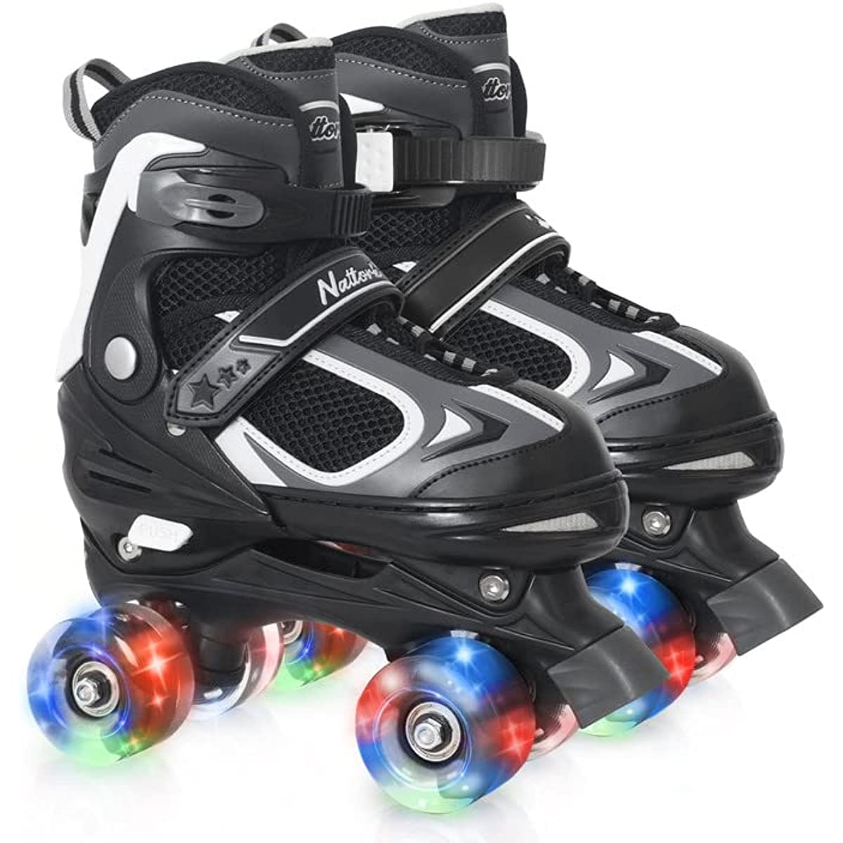 Nattork Adjustable Roller Skates for Kids - Black