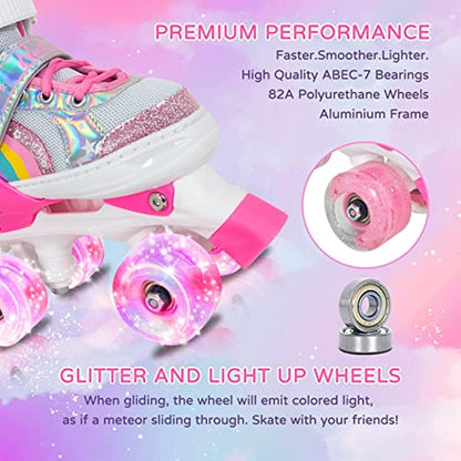 Nattork Adjustable Roller Skates for Kids - Pink