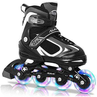 Nattork Adjustable Inline Skates for Kids - Black