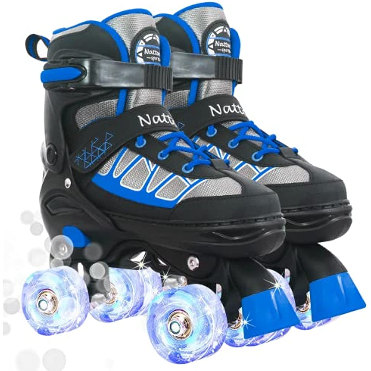 Nattork Adjustable Roller Skates for Kids - Black & Blue