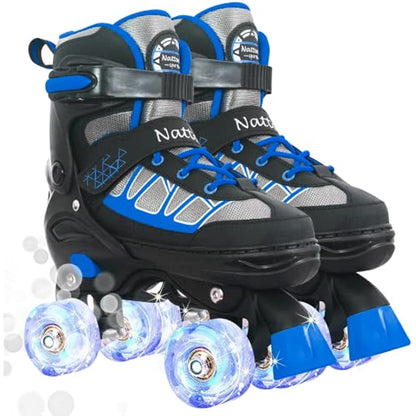 Nattork Adjustable Roller Skates for Kids - Black & Blue