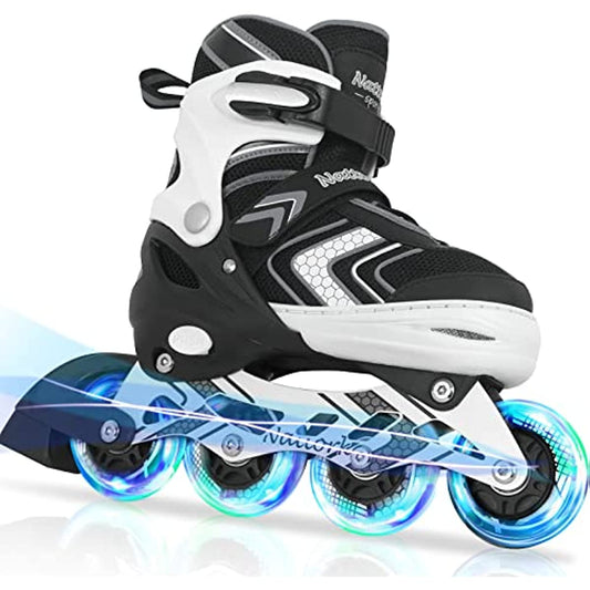 Nattork Adjustable Inline Skates for Kids Black