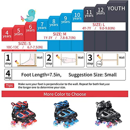 Nattork Adjustable Roller Skates for Kids - Black