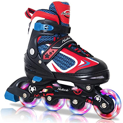 Nattork Adjustable Inline Skates for Kids - Red