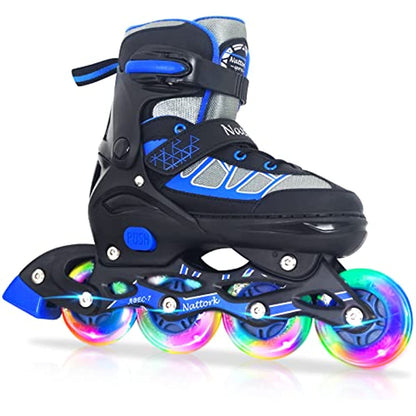 Nattork Adjustable Inline Skates for Kids - Blue