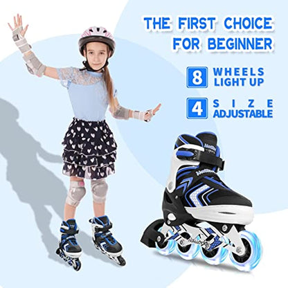 Nattork Adjustable Inline Skates for Kids - Blue