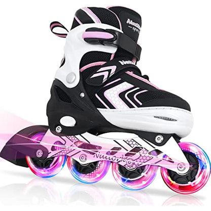 Nattork Adjustable Inline Skates for Kids - Pink