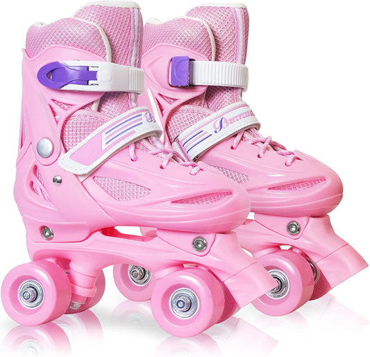 Nattork Adjustable Roller Skates for Kids - Pink