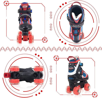 Nattork Adjustable Roller Skates for Kids-Red