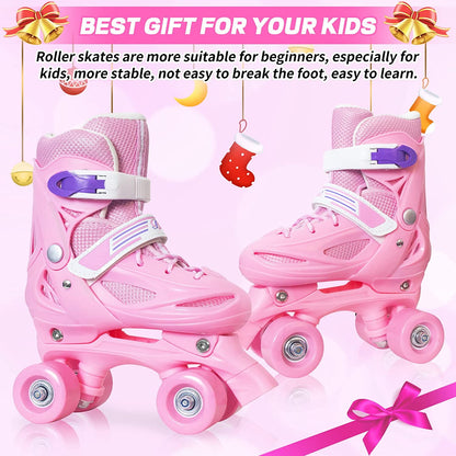 Nattork Adjustable Roller Skates for Kids - Pink