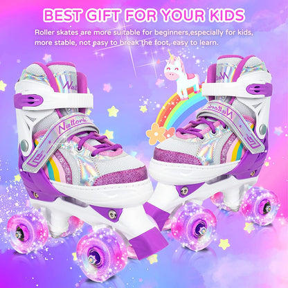 Nattork Adjustable Roller Skates for Kids - Purple